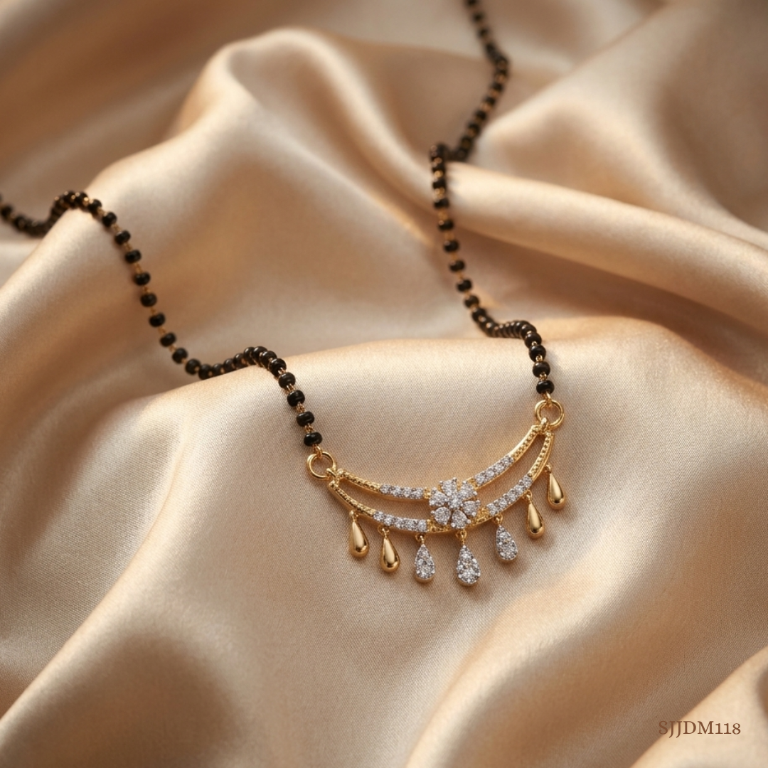 SJJDM118 | Evergreen Leaf Diamond Designer Mangalsutra
