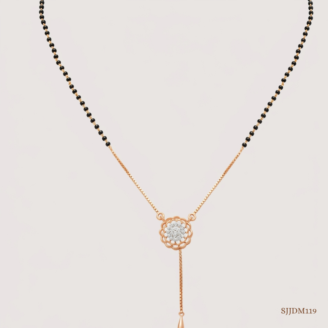 SJJDM119 | Pristine Floral Diamond Mangalsutra