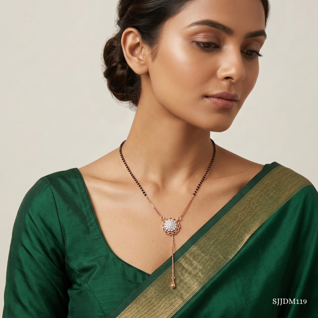 SJJDM119 | Pristine Floral Diamond Mangalsutra