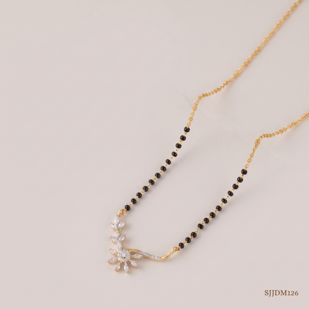 SJJDM126 | Floral Radiance Diamond Designer Mangalsutra