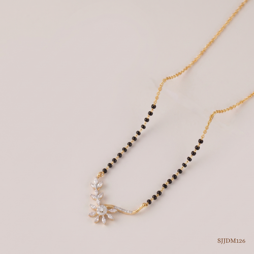 SJJDM126 | Floral Radiance Diamond Designer Mangalsutra