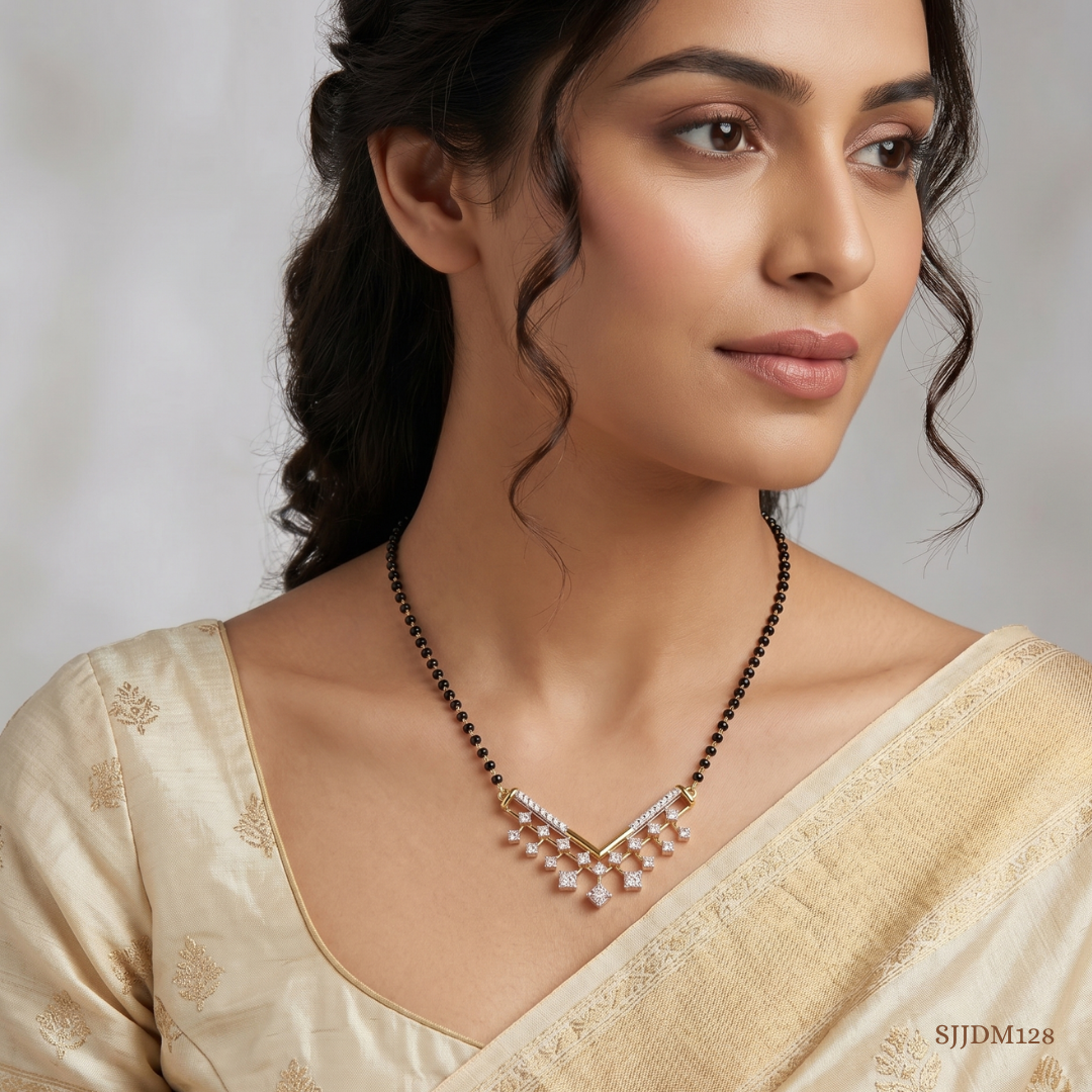 SJJDM128 | Glistening Fringe Diamond Statement Mangalsutra