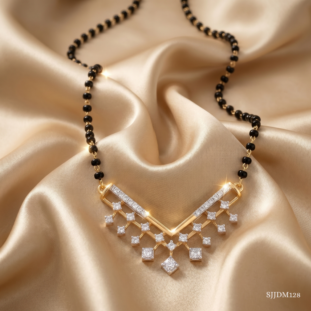 SJJDM128 | Glistening Fringe Diamond Statement Mangalsutra