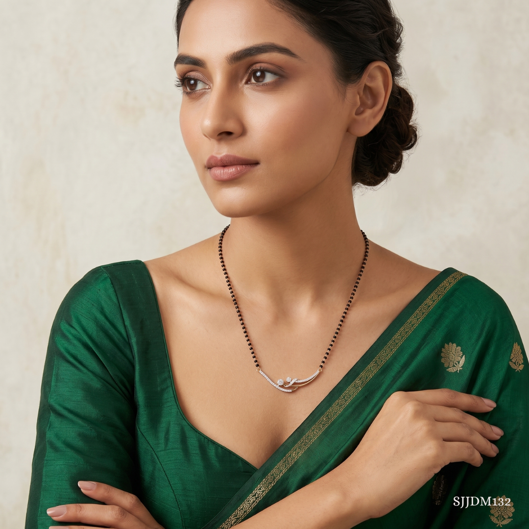 SJJDM132 | Graceful Swirl Diamond Elegant Mangalsutra