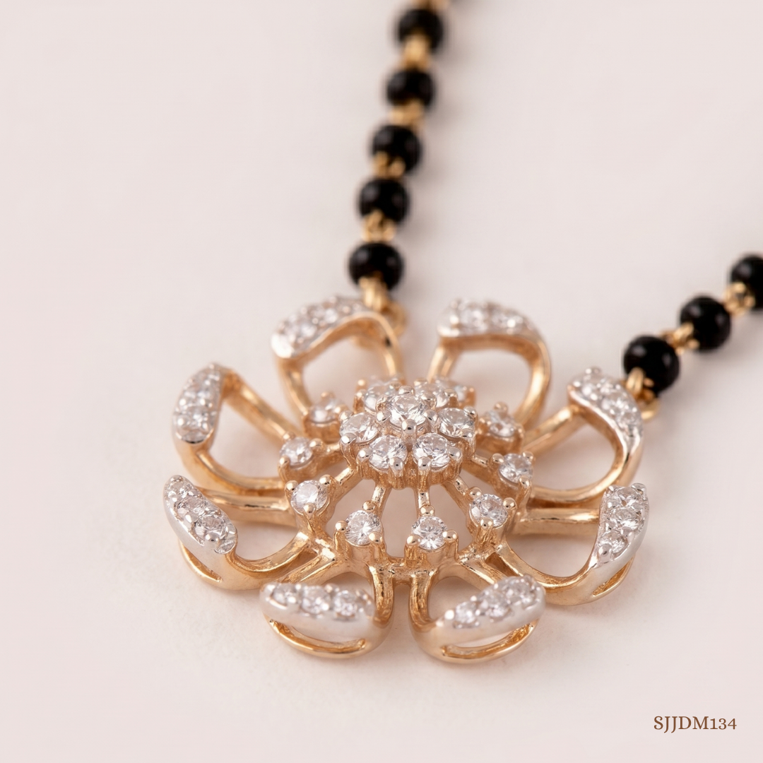 SJJDM134 | Blooming Bliss Diamond Floral Mangalsutra