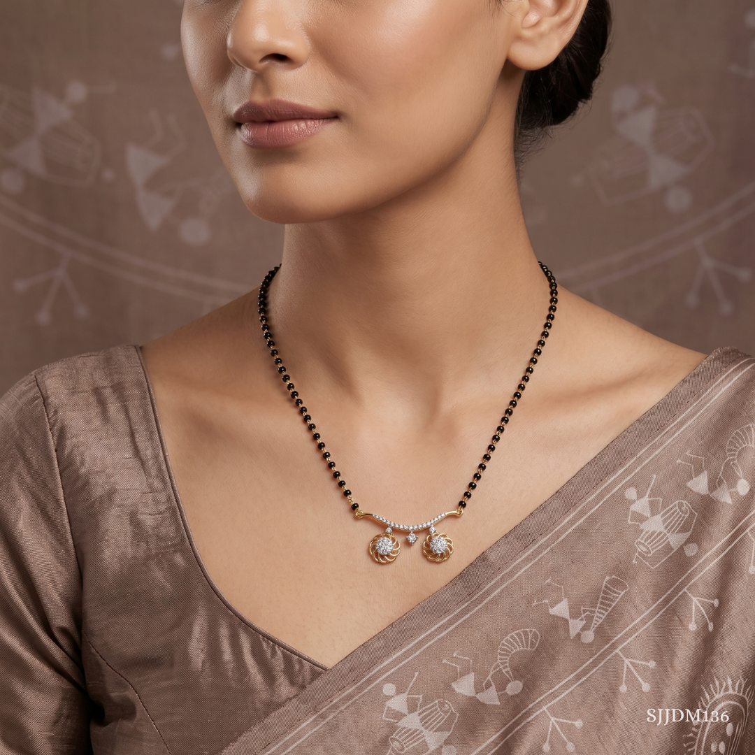 SJJDM136 | Floral Symphony Diamond Vati Mangalsutra