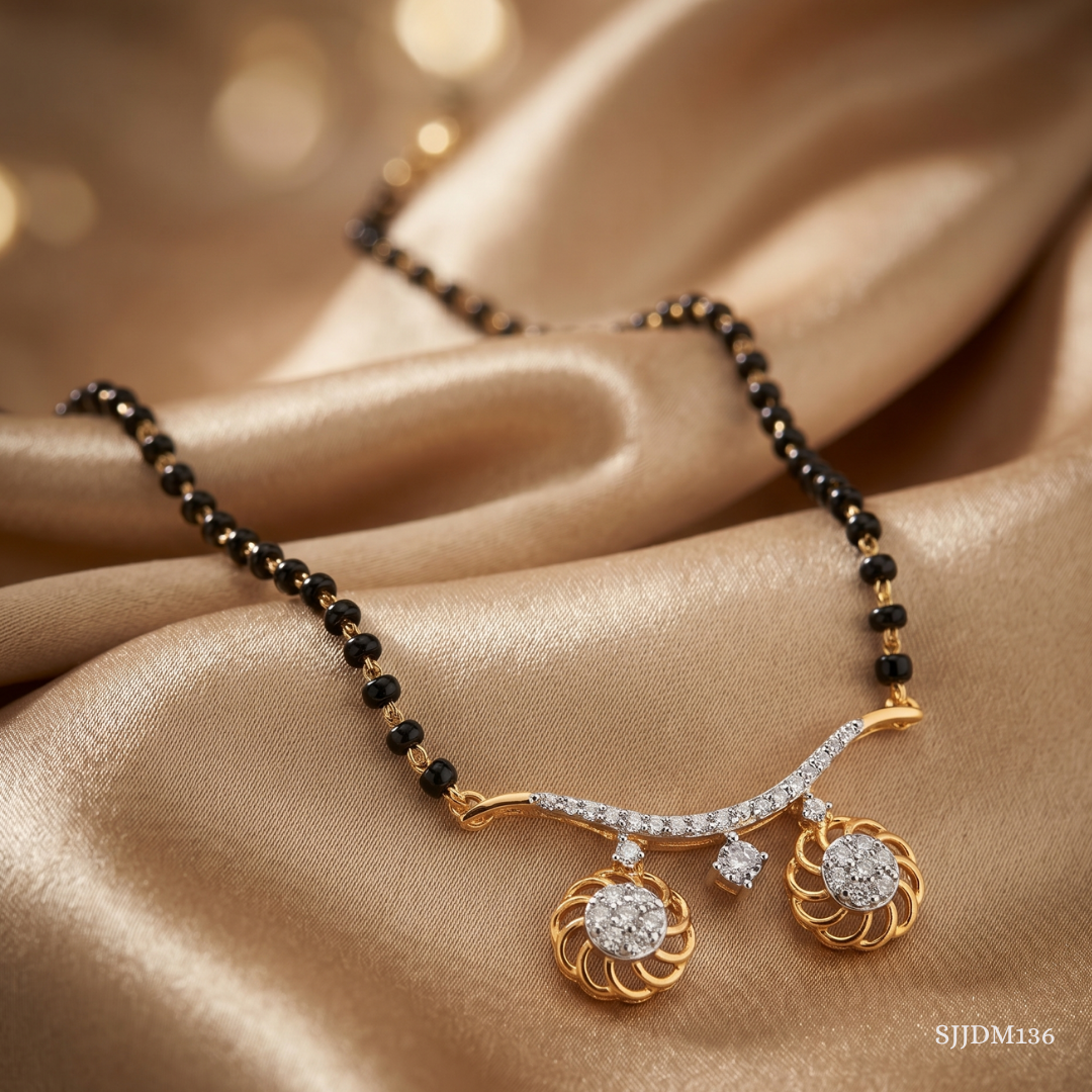 SJJDM136 | Floral Symphony Diamond Vati Mangalsutra