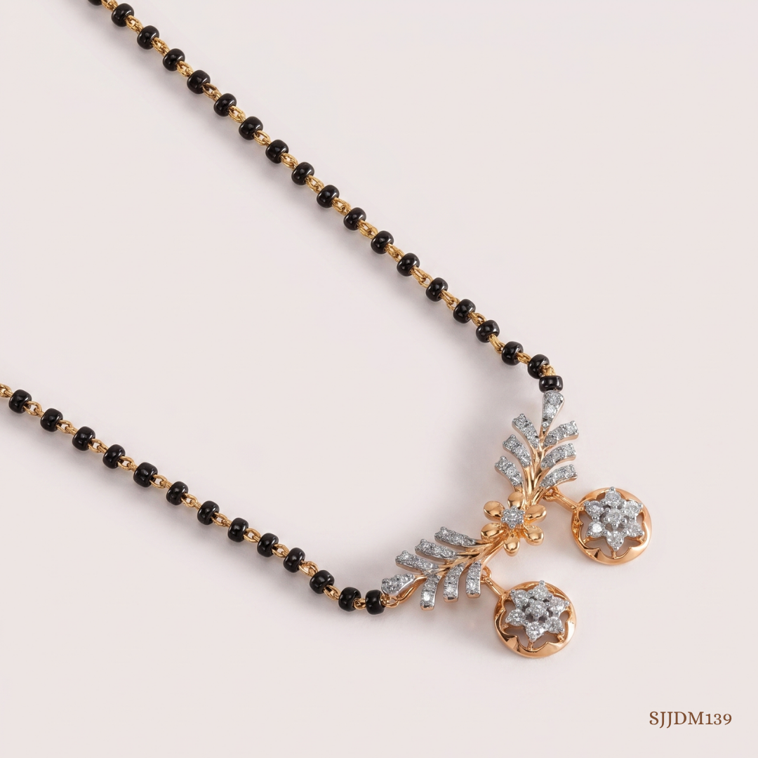 SJJDM139 | Floral Grace Diamond Vati Mangalsutra