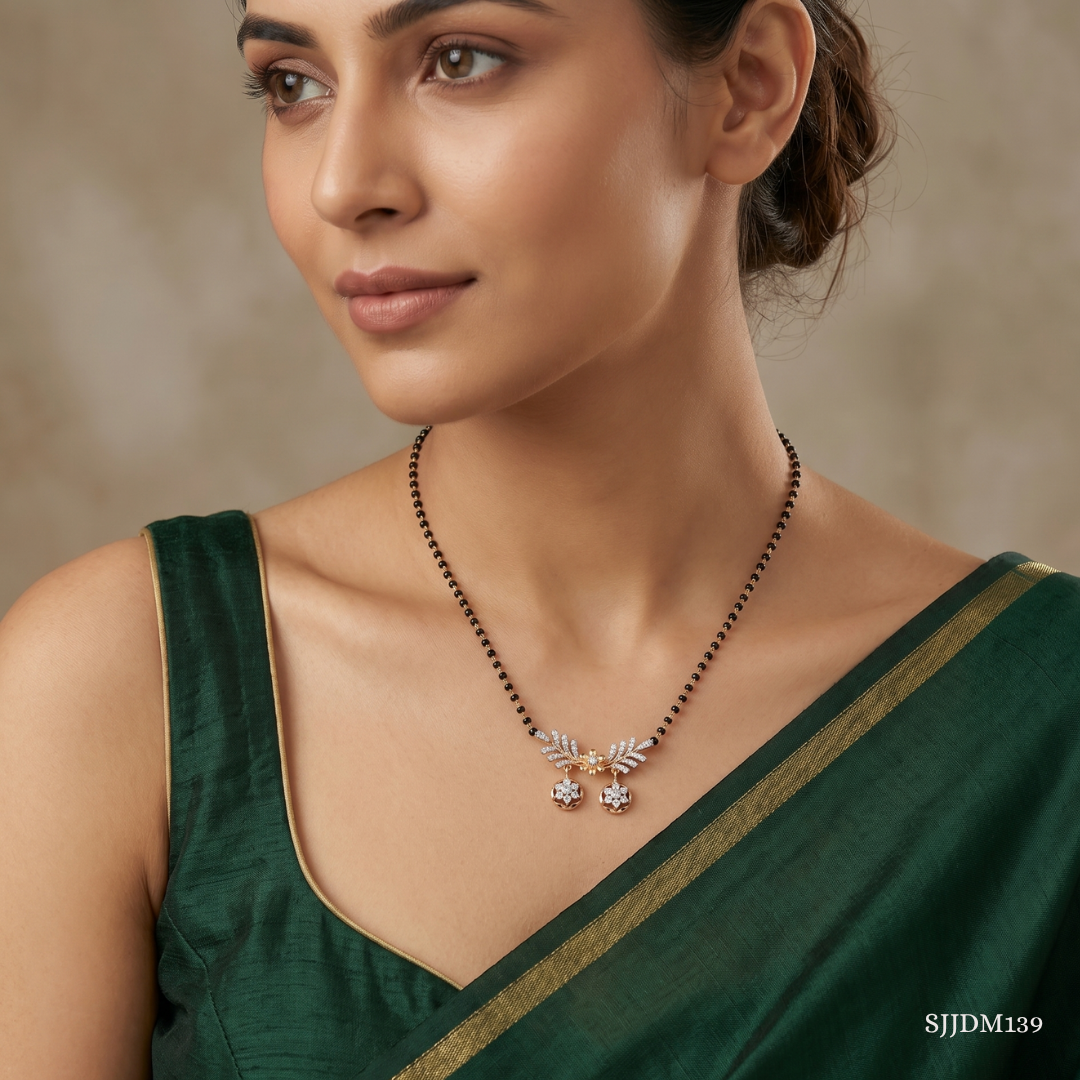 SJJDM139 | Floral Grace Diamond Vati Mangalsutra