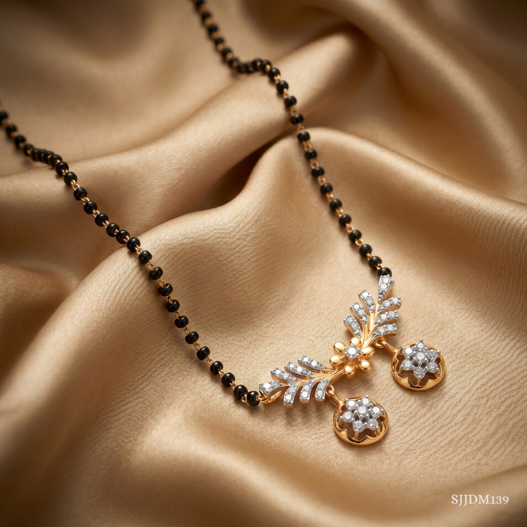 SJJDM139 | Floral Grace Diamond Vati Mangalsutra