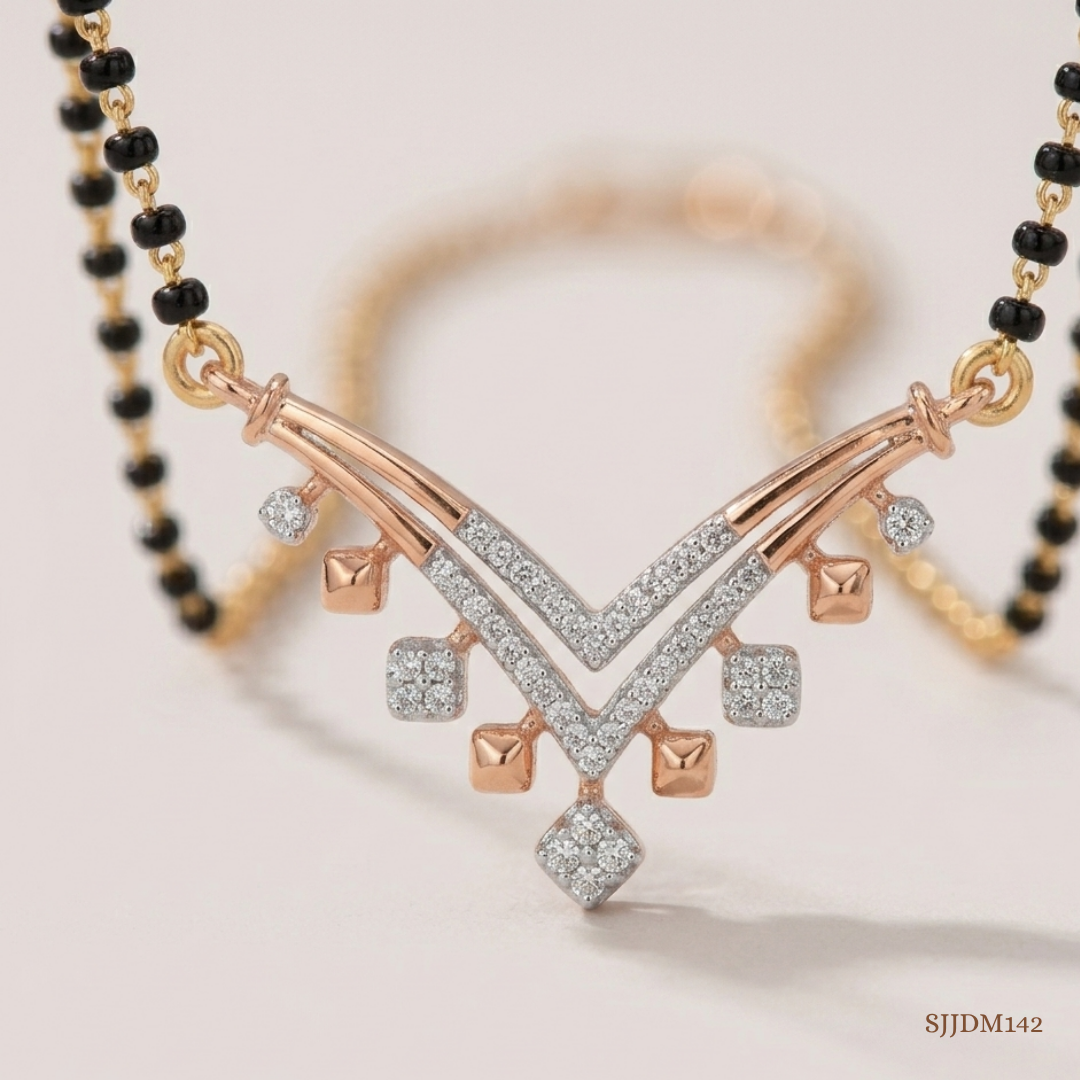 SJJDM142 | Chic Chevron Diamond Contemporary Mangalsutra