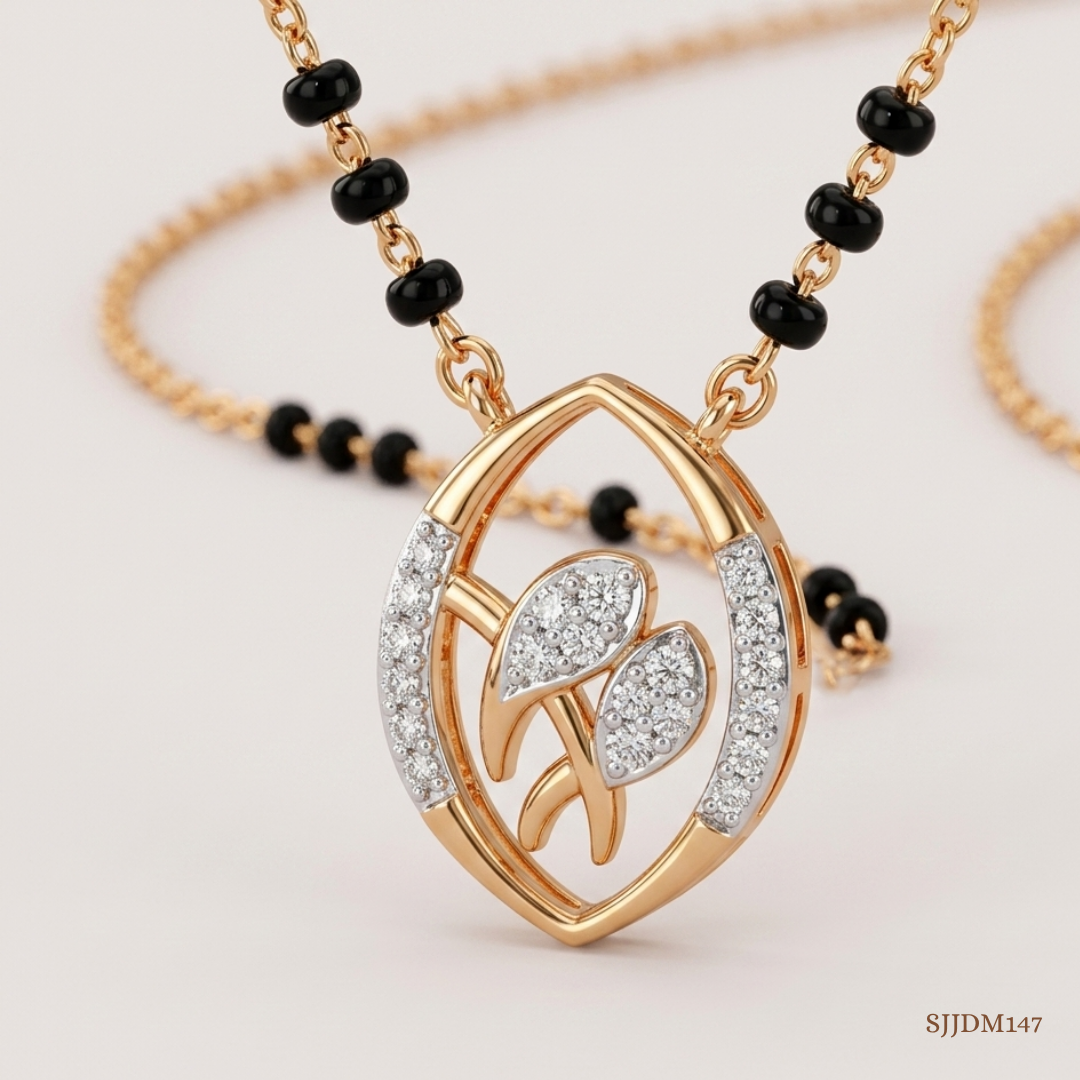 SJJDM147 | Leaf Delight Diamond Floral Mangalsutra