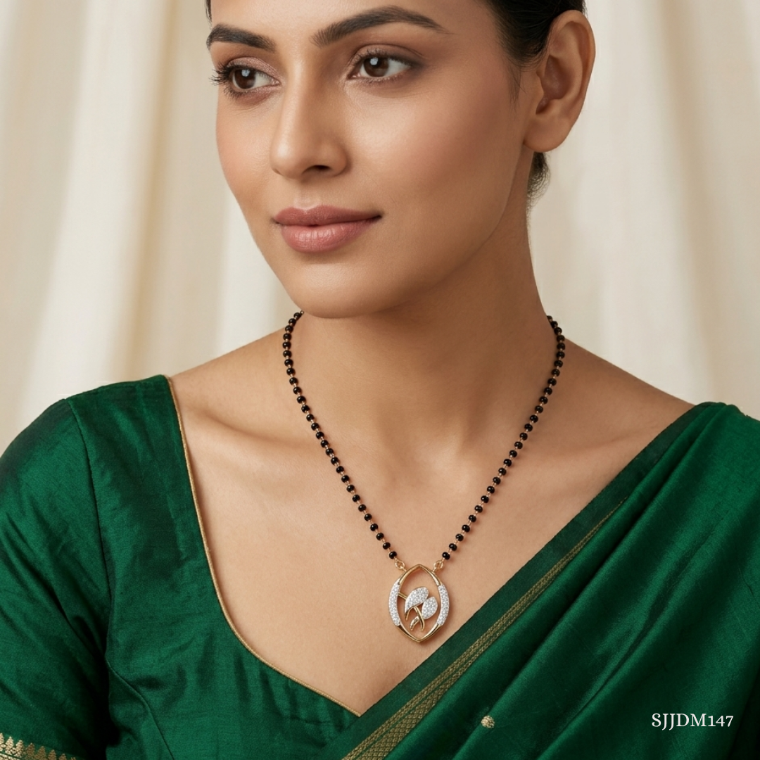 SJJDM147 | Leaf Delight Diamond Floral Mangalsutra