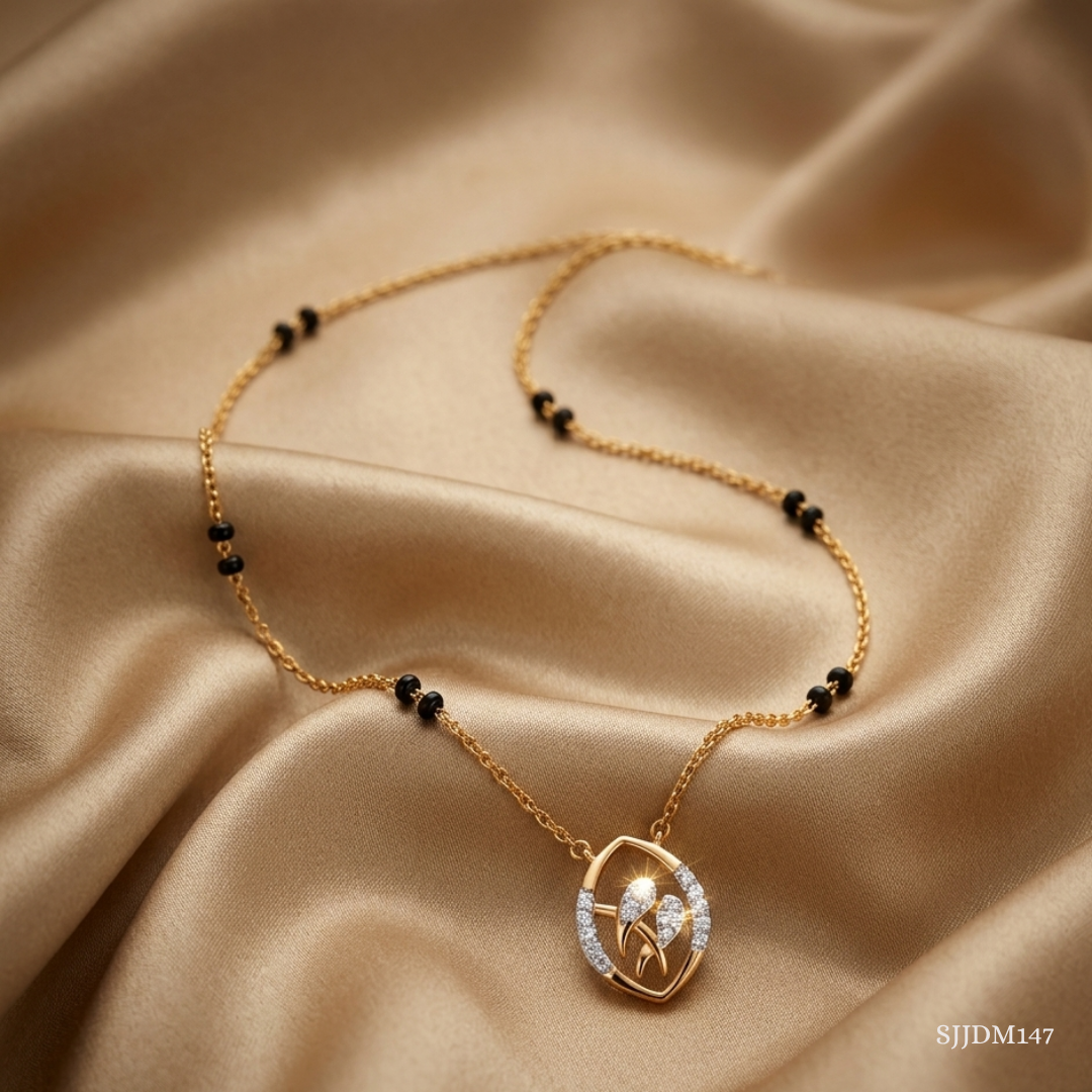 SJJDM147 | Leaf Delight Diamond Floral Mangalsutra