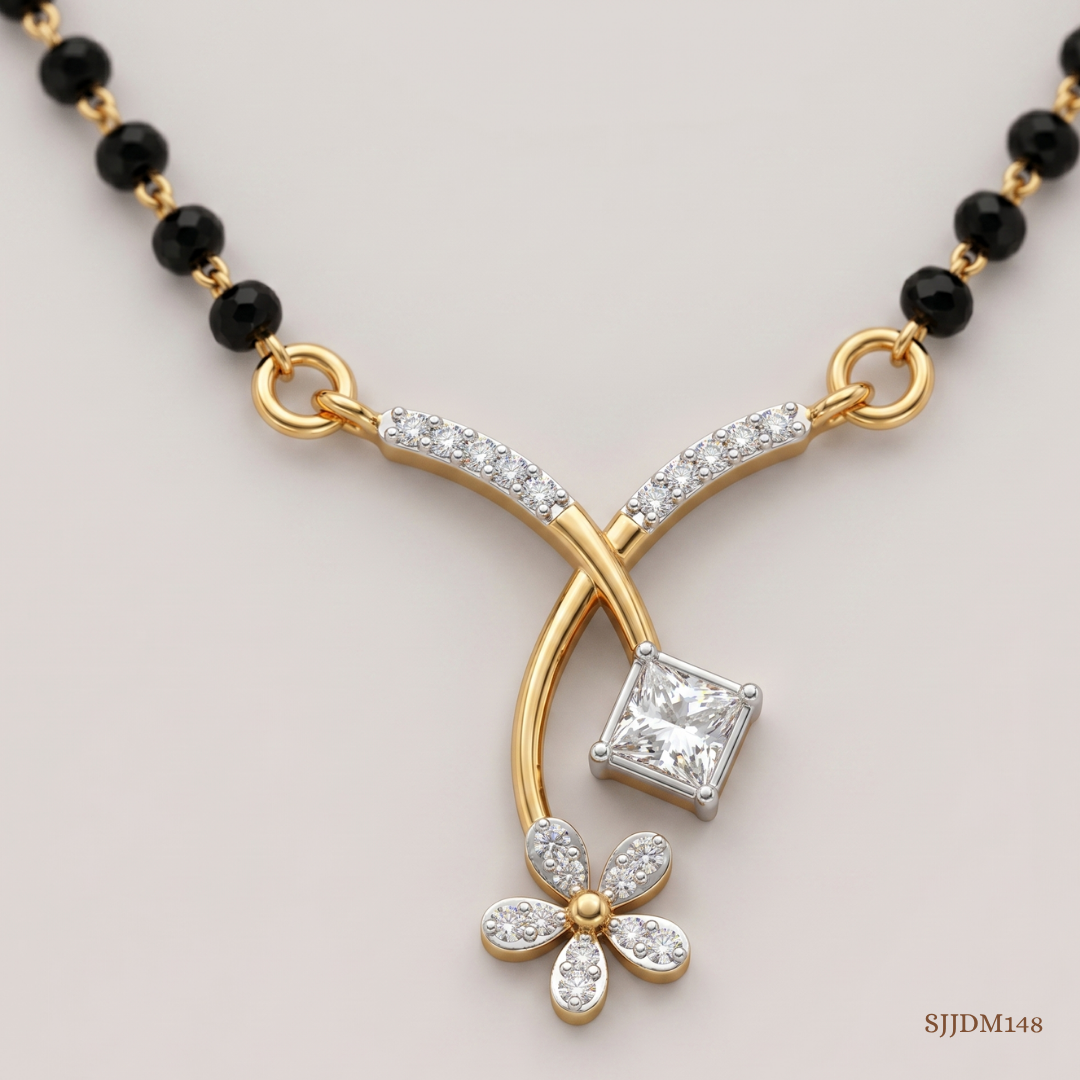 SJJDM148 | Floral Grace Diamond Elegant Mangalsutra