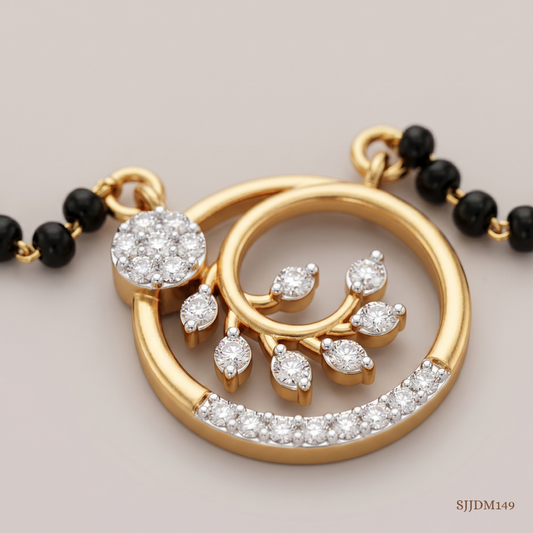 SJJDM149 | Classy Spiral Diamond Designer Mangalsutra