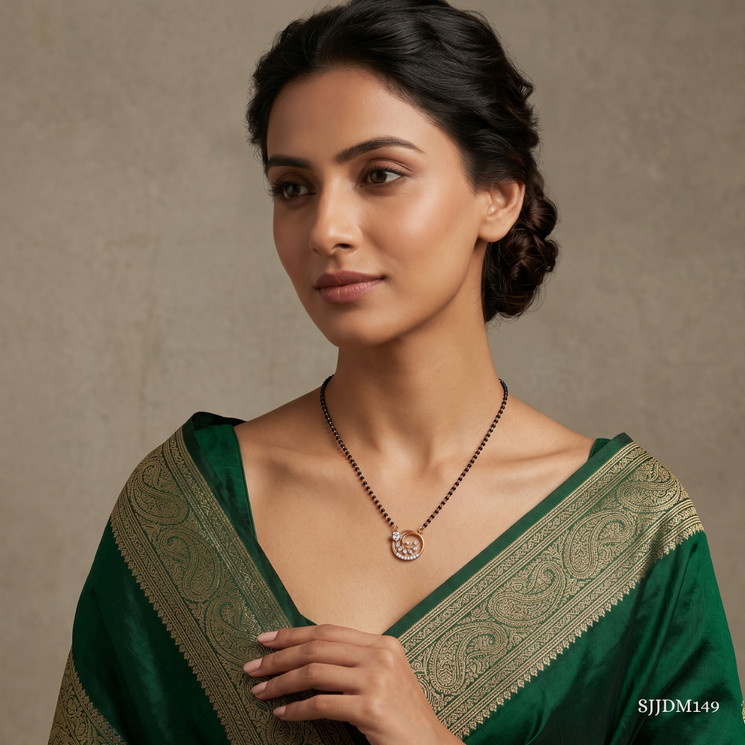 SJJDM149 | Classy Spiral Diamond Designer Mangalsutra