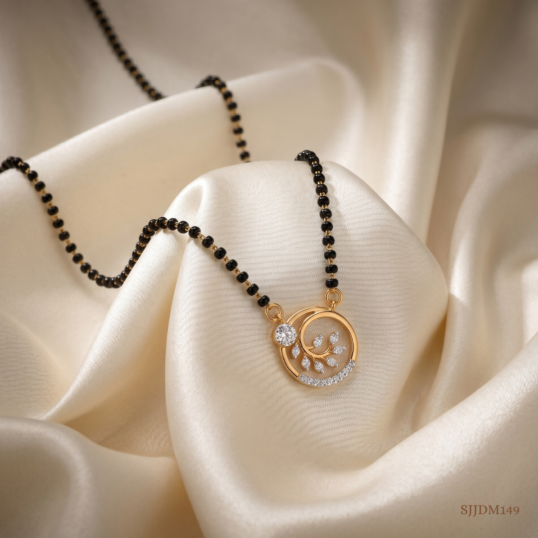SJJDM149 | Classy Spiral Diamond Designer Mangalsutra