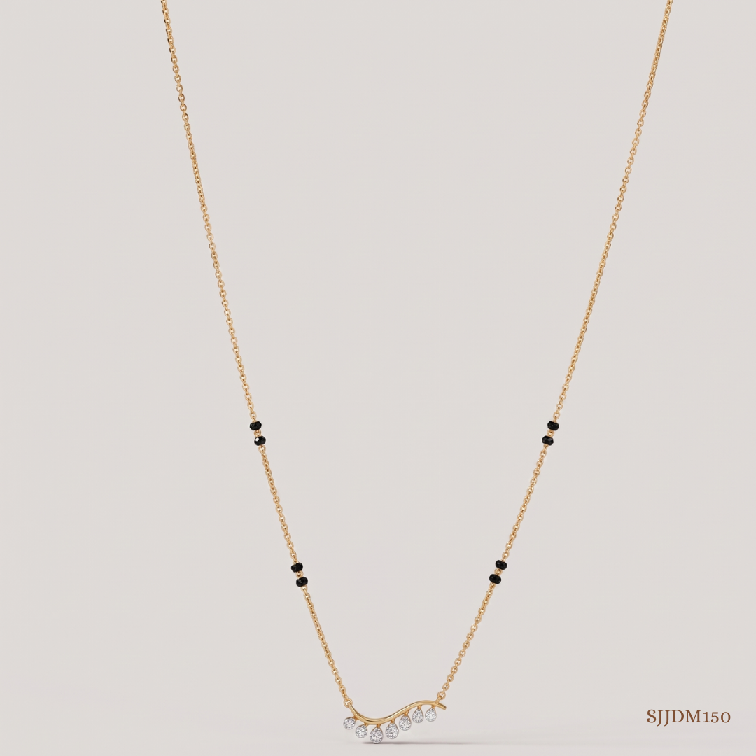 SJJDM150 | Curved Vine Diamond Contemporary Mangalsutra