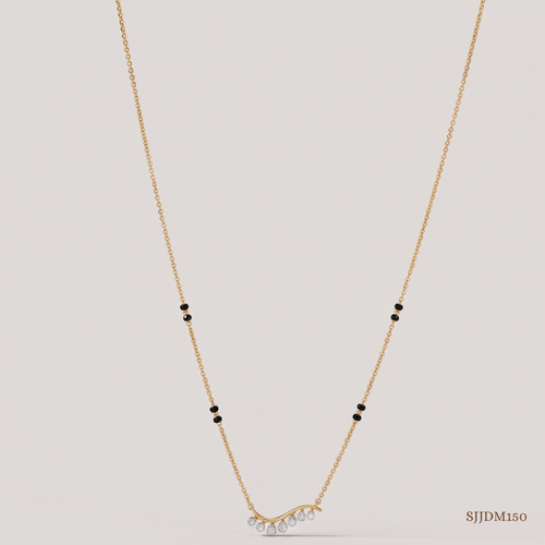 SJJDM150 | Curved Vine Diamond Contemporary Mangalsutra