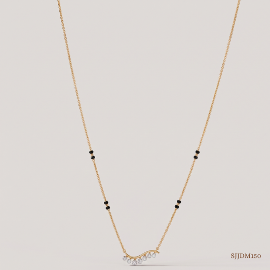 SJJDM150 | Curved Vine Diamond Contemporary Mangalsutra