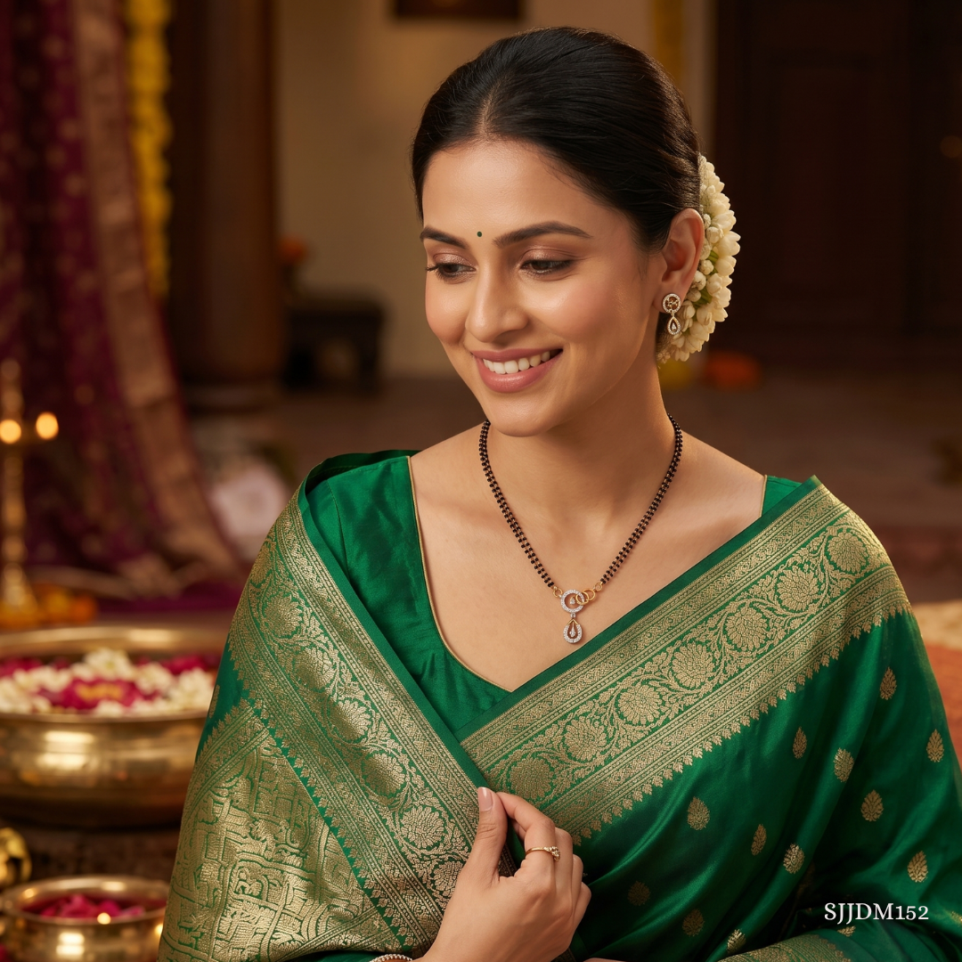 SJJDM152 | Charming Circlets Diamond Designer Mangalsutra