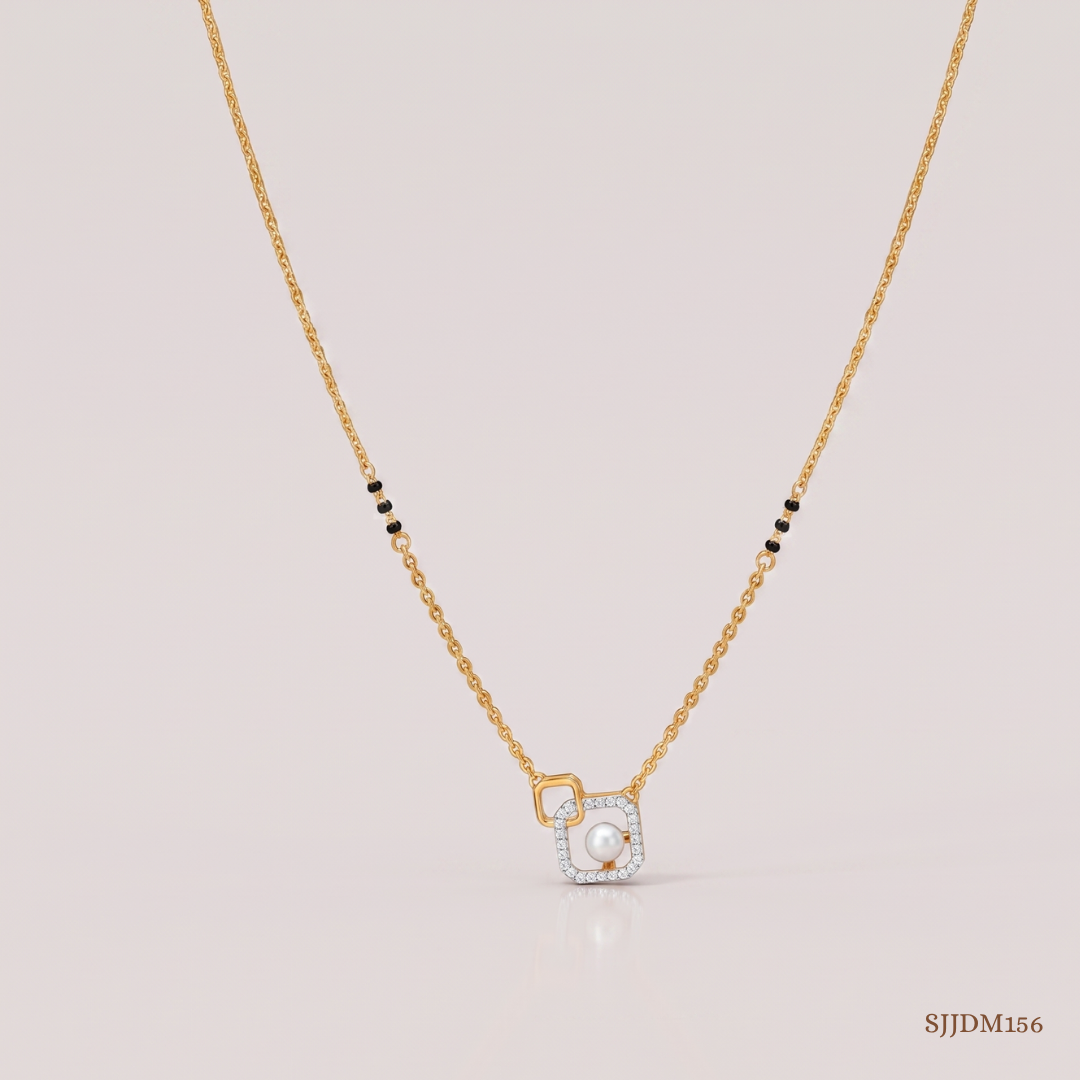 SJJDM156 | Square Charm Diamond Modern Mangalsutra