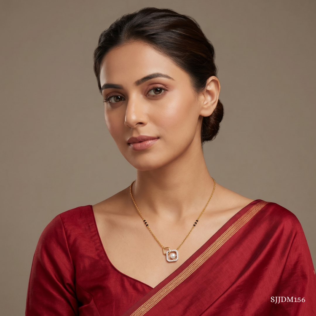 SJJDM156 | Square Charm Diamond Modern Mangalsutra