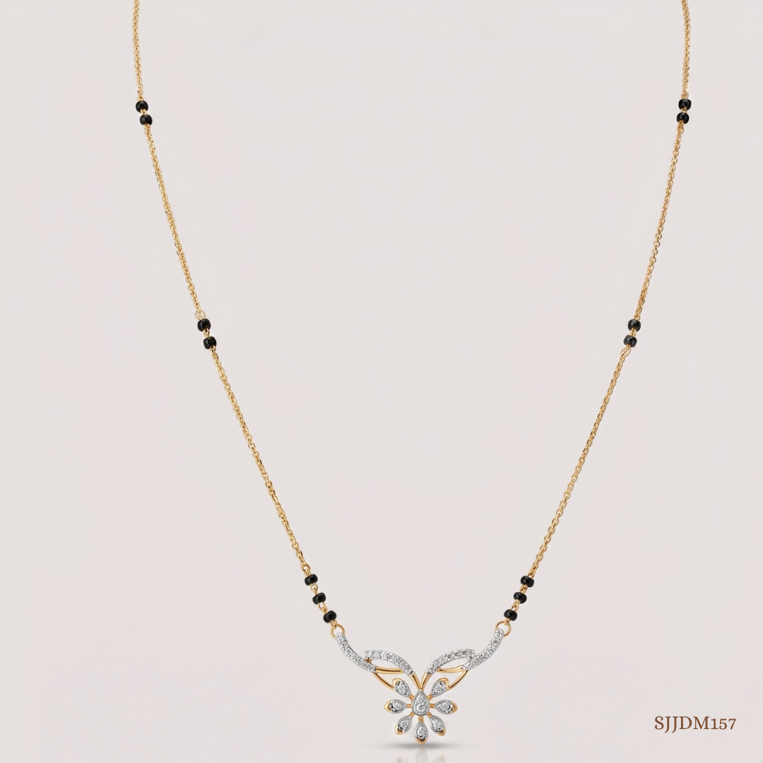 SJJDM157 | Delicate Flutter Diamond Designer Mangalsutra