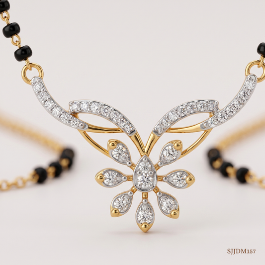 SJJDM157 | Delicate Flutter Diamond Designer Mangalsutra