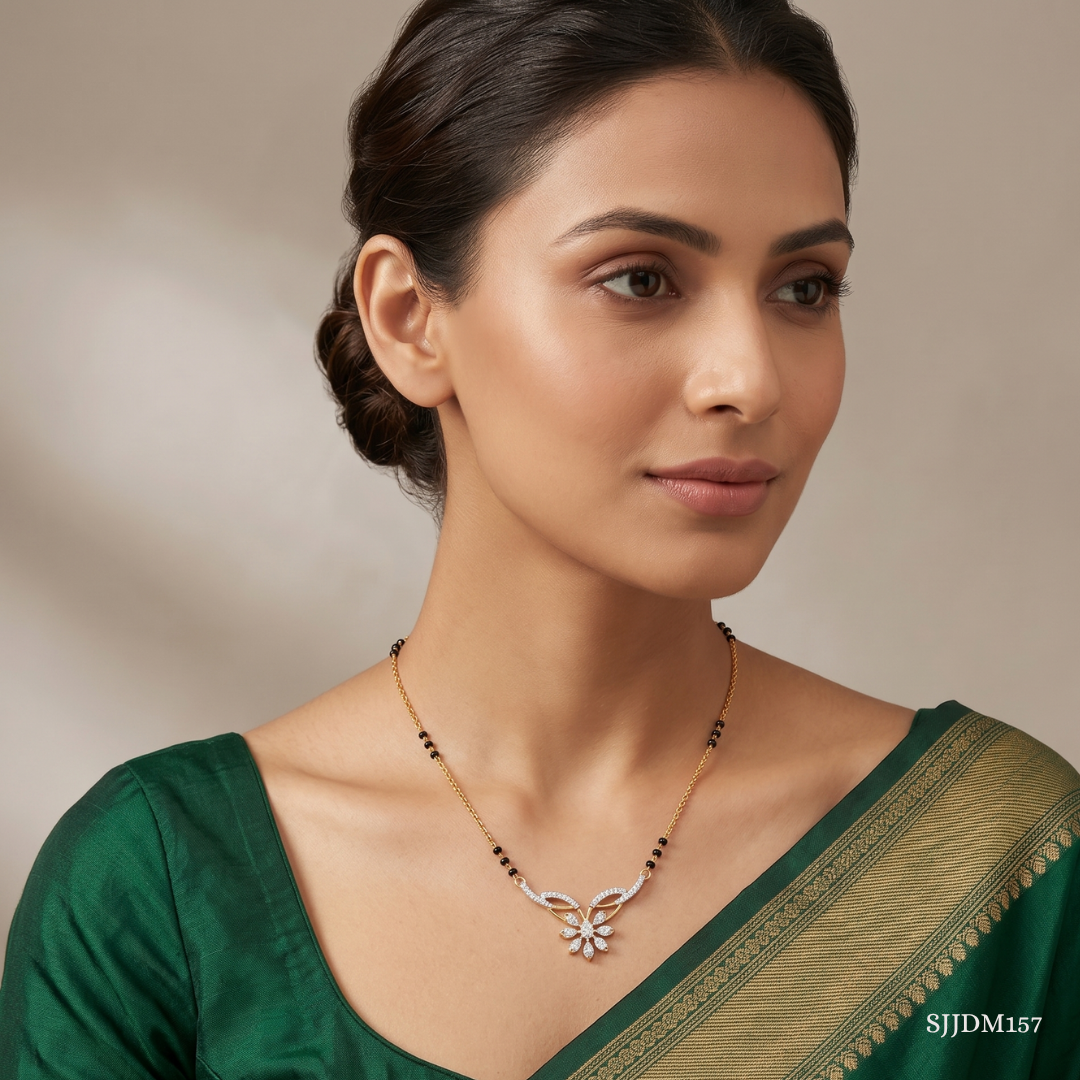 SJJDM157 | Delicate Flutter Diamond Designer Mangalsutra