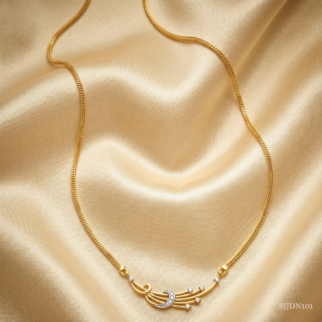 SJJDN101 | Bold Feather Diamond Designer Necklace