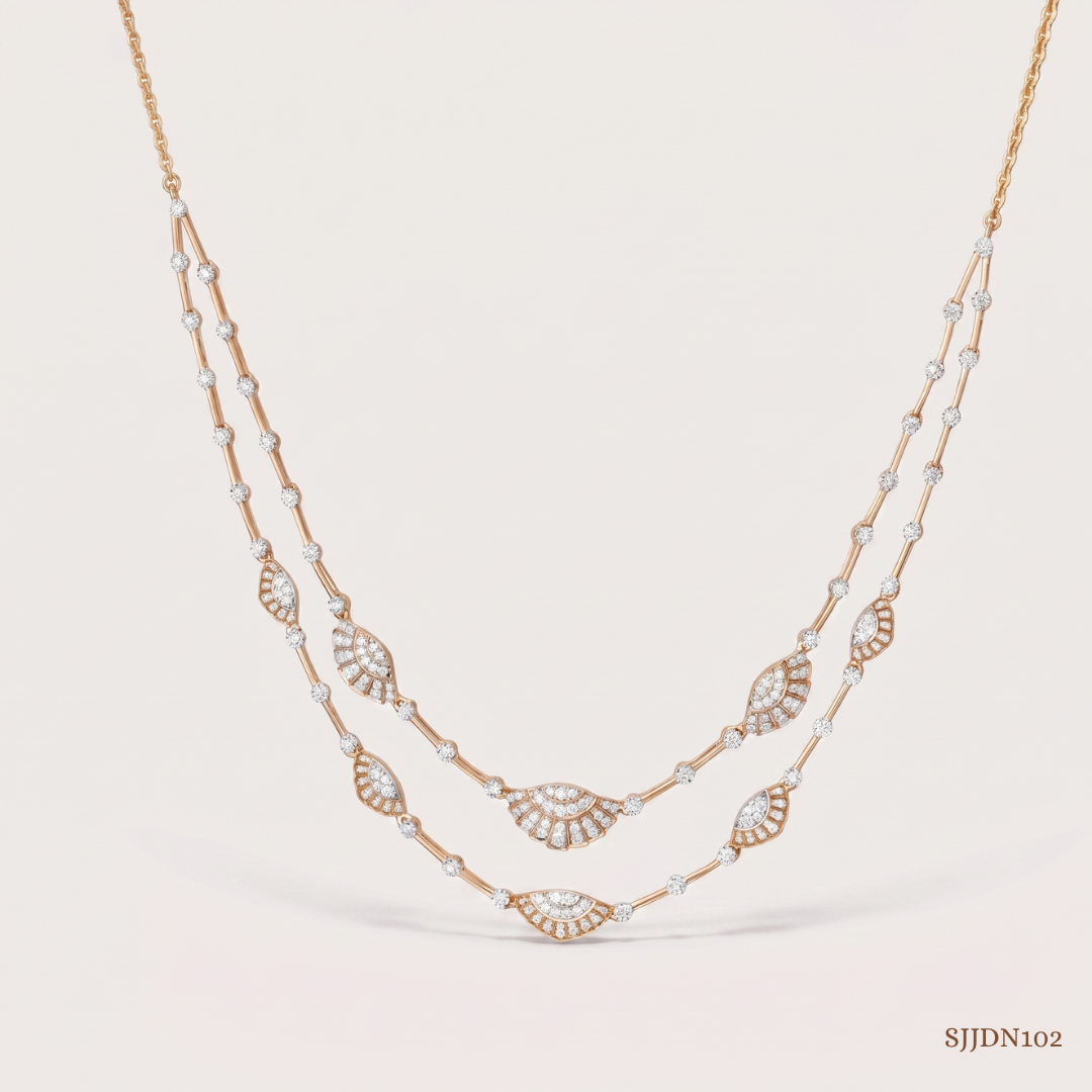 SJJDN102 | Layered Flight Diamond Contemporary Necklace