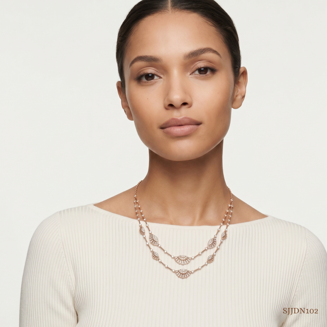 SJJDN102 | Layered Flight Diamond Contemporary Necklace