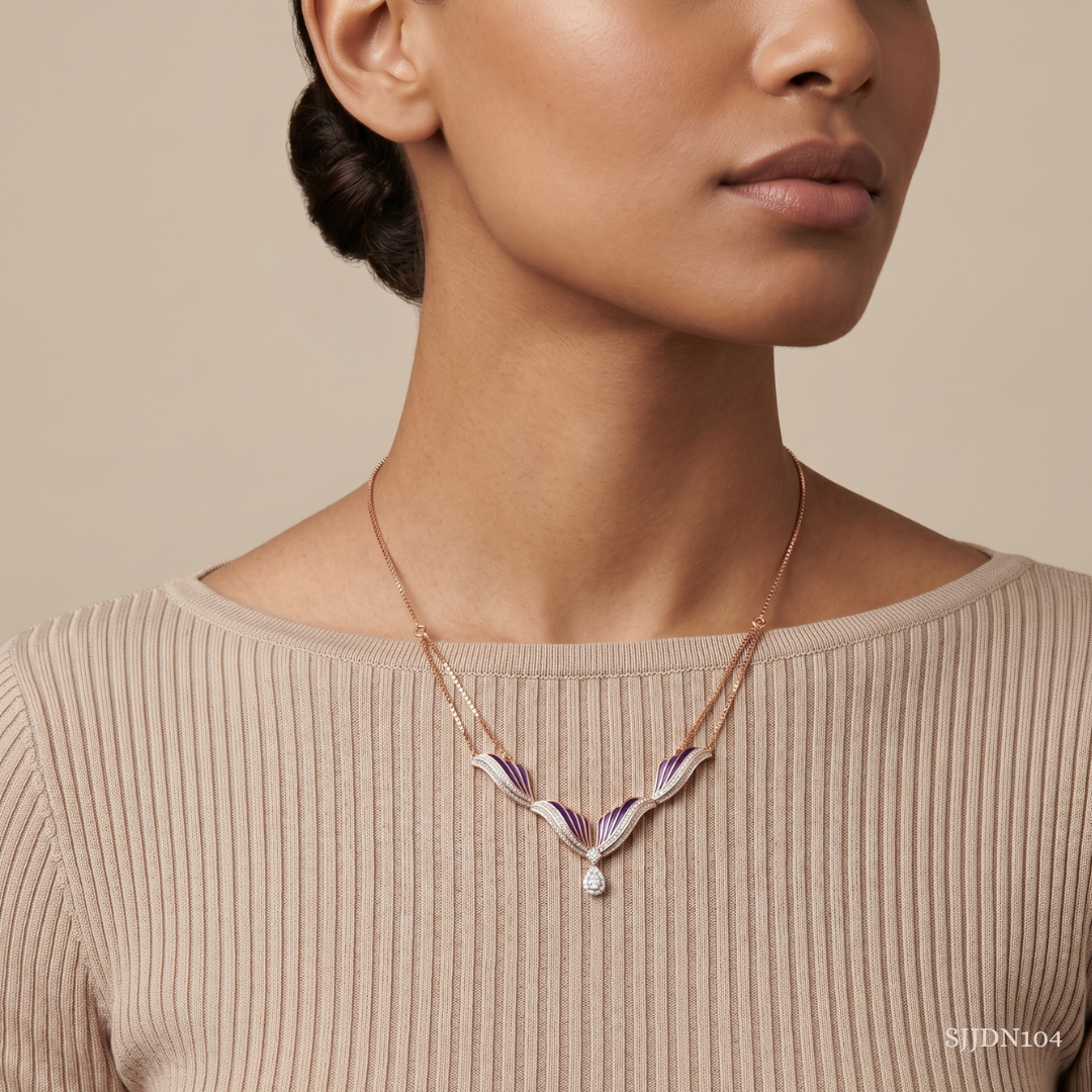 SJJDN104 | Wing Crest Diamond Designer Necklace