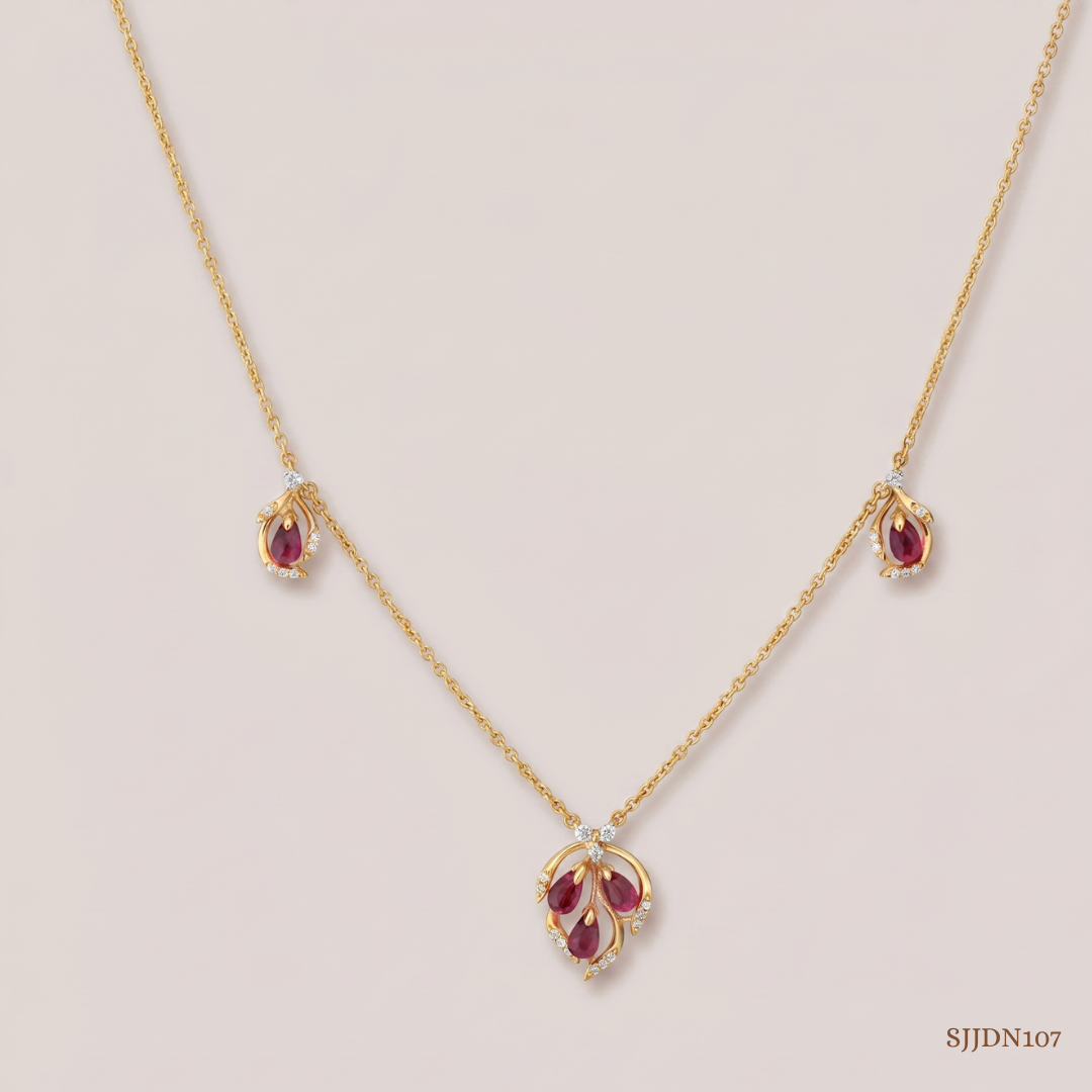 SJJDN107 | Trio Blossom Diamond Floral Necklace