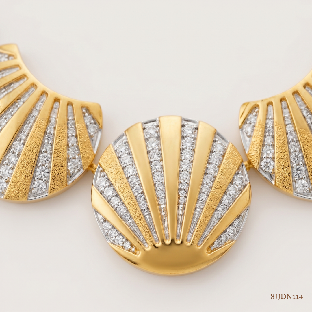 SJJDN114 | Golden Ray Diamond Designer Necklace