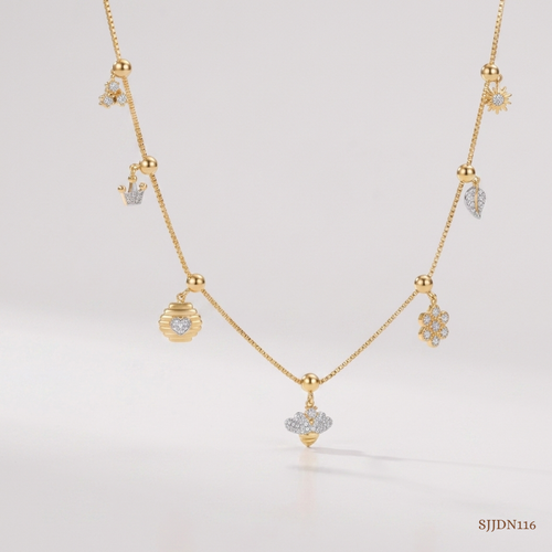 SJJDN116 | Honeybee Charm Diamond Designer Necklace