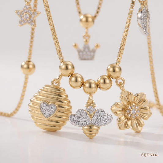 SJJDN116 | Honeybee Charm Diamond Designer Necklace