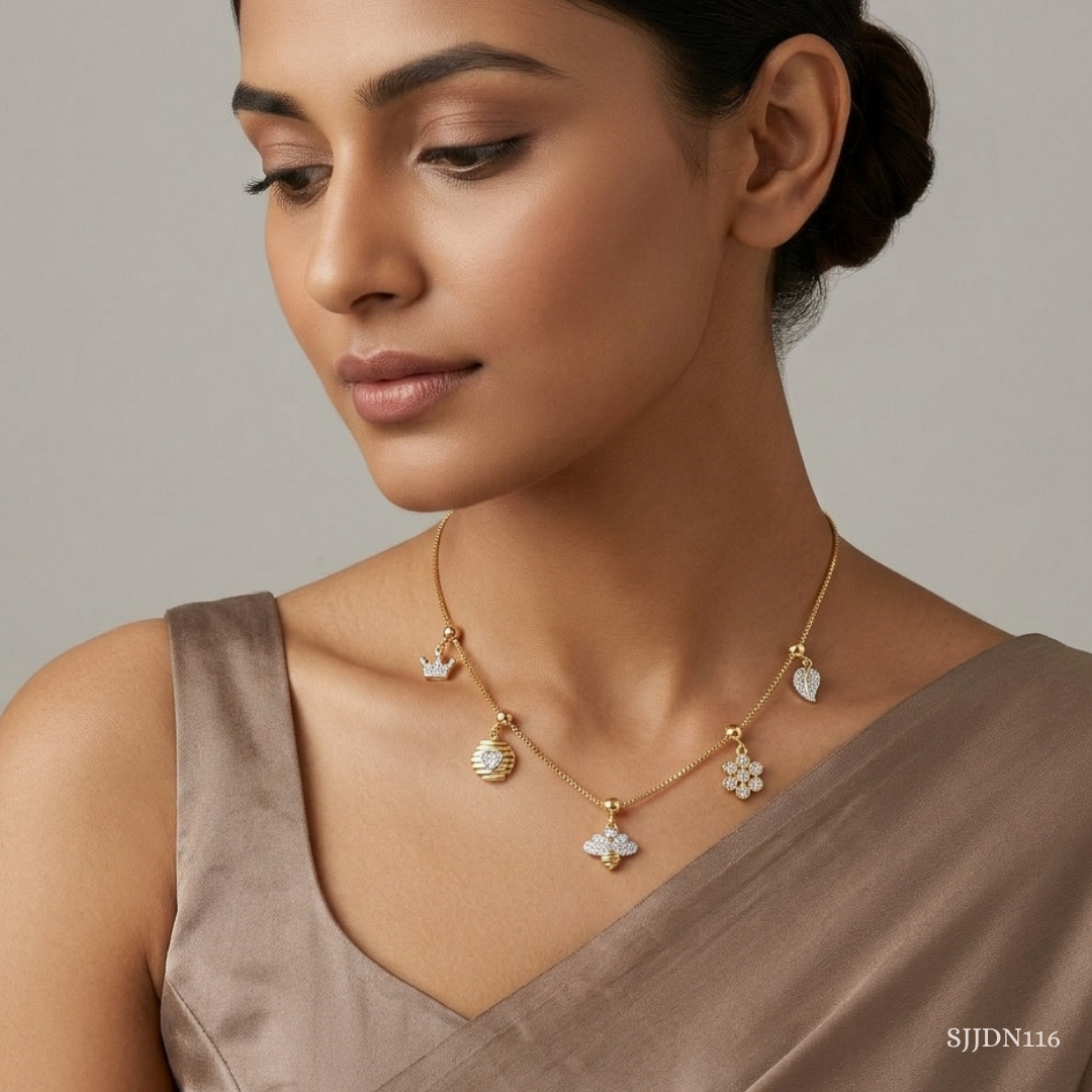 SJJDN116 | Honeybee Charm Diamond Designer Necklace