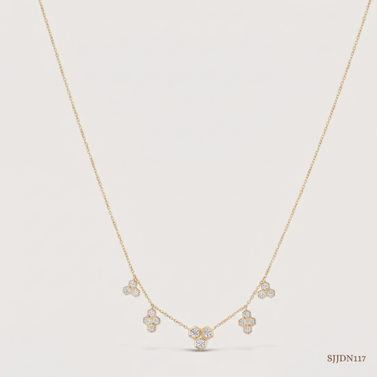 SJJDN117 | Honeycomb Harmony Diamond Statement Necklace