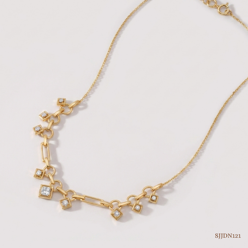 SJJDN121 | Geometric Charm Diamond Modern Necklace