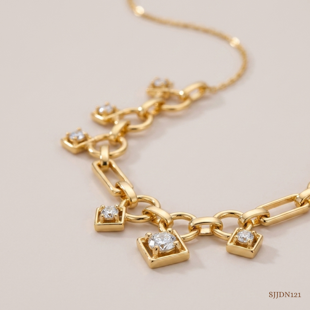 SJJDN121 | Geometric Charm Diamond Modern Necklace