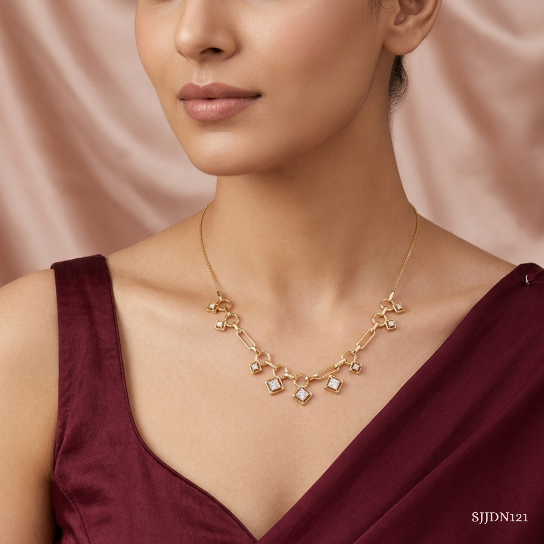 SJJDN121 | Geometric Charm Diamond Modern Necklace