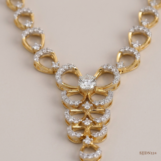 SJJDN124 | Delicate Bowtie Diamond Designer Necklace