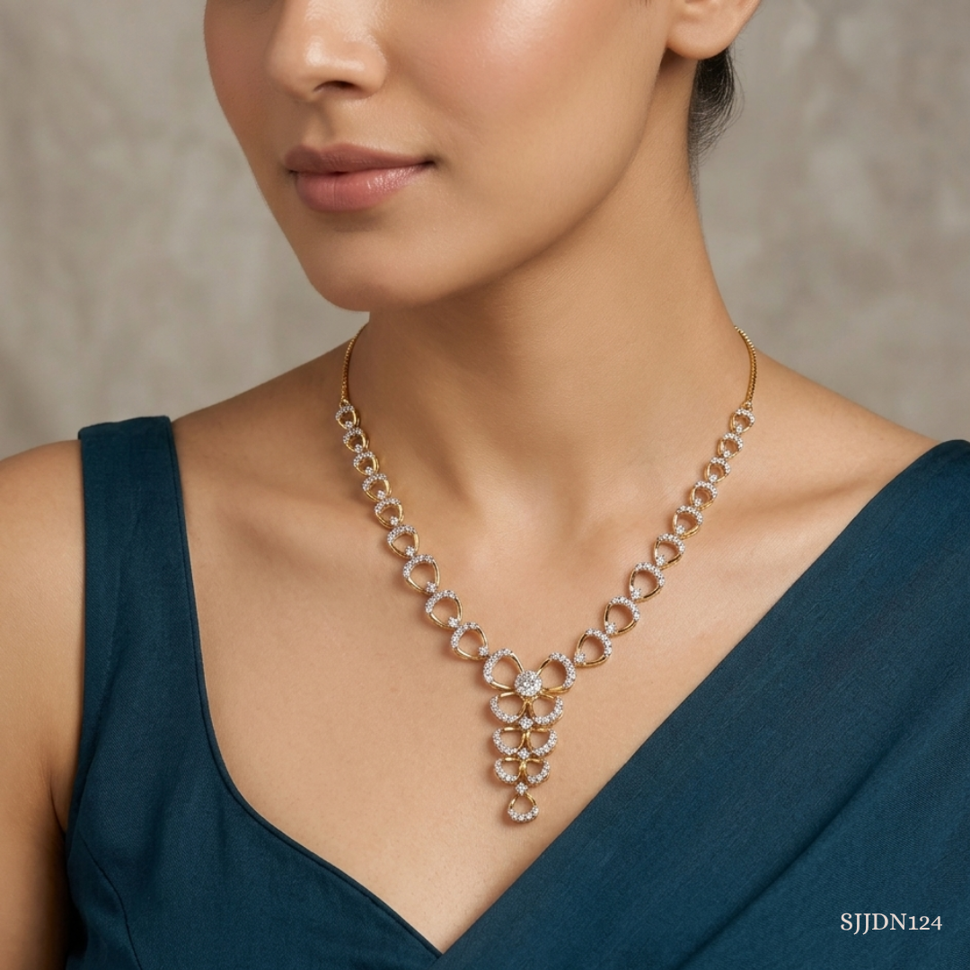 SJJDN124 | Delicate Bowtie Diamond Designer Necklace