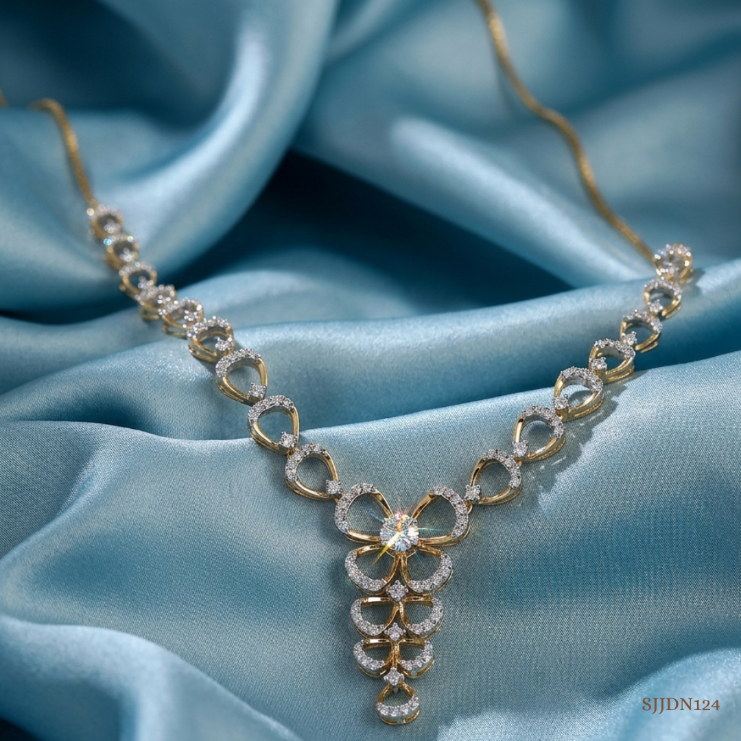 SJJDN124 | Delicate Bowtie Diamond Designer Necklace