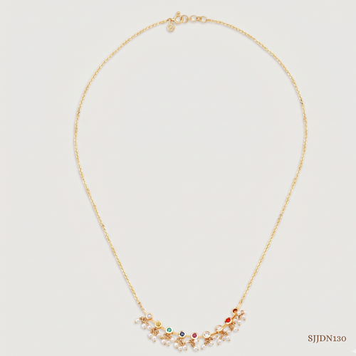 SJJDN130 | Navratna Charm Diamond Elegant Necklace