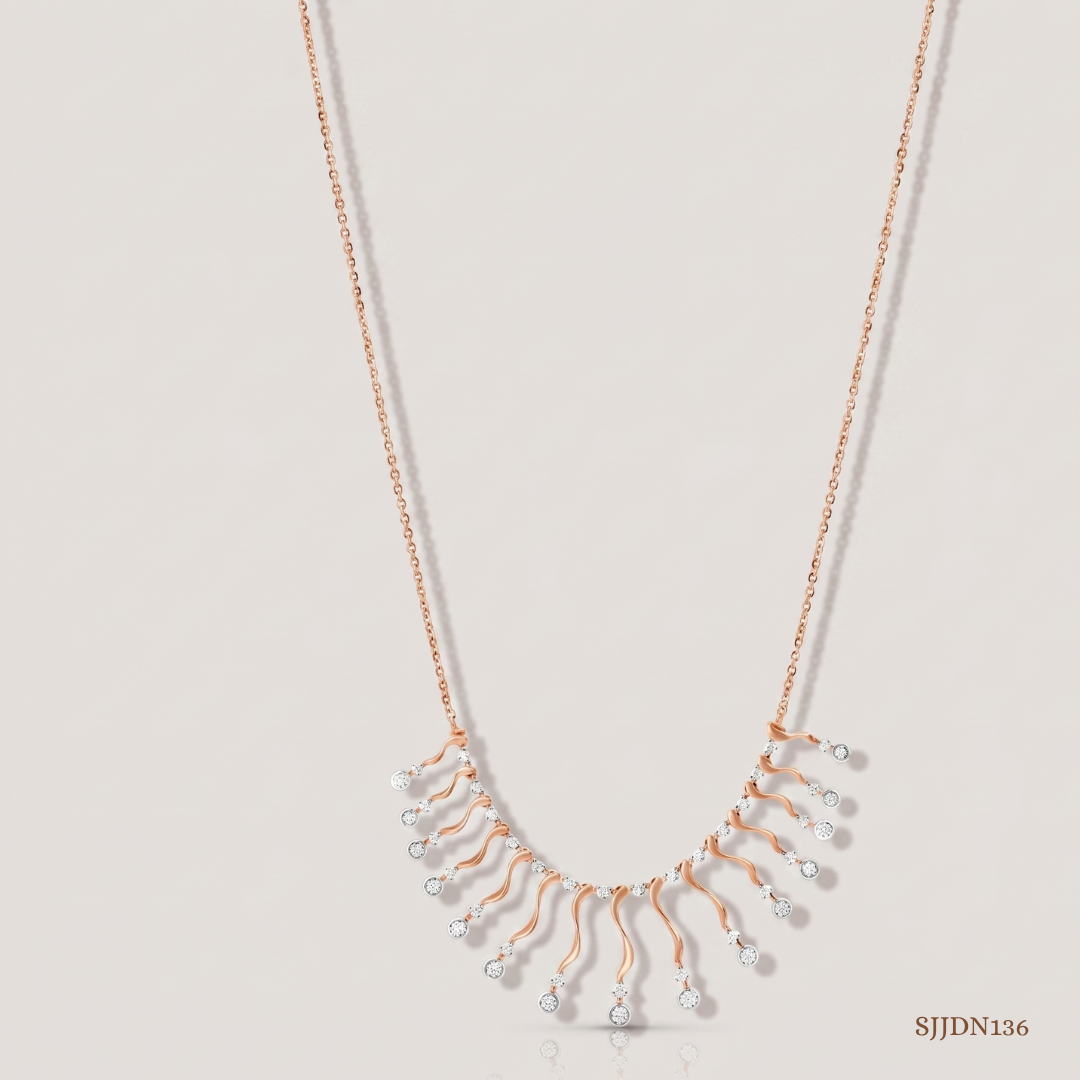 SJJDN136 | Shimmer Droplets Diamond Contemporary Necklace