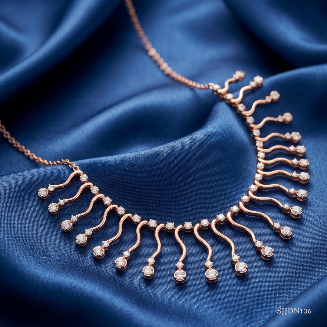SJJDN136 | Shimmer Droplets Diamond Contemporary Necklace